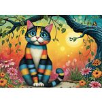 Colorful Striped Cat - 1000 Piece Jigsaw Puzzle