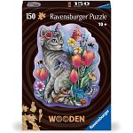 Lovely Cat - Shaped Wooden Jigsaw Puzzle