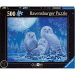 Owls in Moonlight: Glow in the Dark - 500 Piece Jigsaw Puzzle