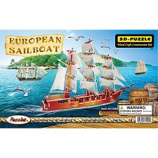European Sailing Boat - Illuminated 3D Wooden Puzzle