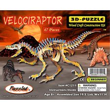 Velociraptor - Illuminated 3D Wooden Puzzle