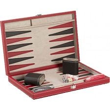 15 inch Backgammon Set - Black and Red Leatherette - 