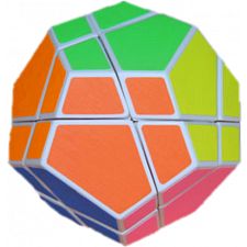 Skewb Ultimate White Body With 6 Color Fluorescent Stickers - 