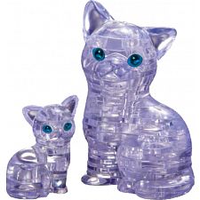 3D Crystal Puzzle - Cat & Kitten (Clear) - 