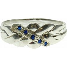 4 Band - Sterling Silver Puzzle Ring - Blue Sapphire