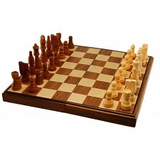 Chess Set - 11 inch Walnut Finish (Magnetic, Folding) - 