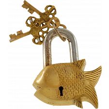 Brass Small Fish Padlock - Regular Lock - 
