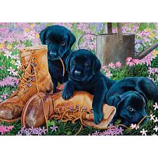 Black Lab Puppies - Tray Puzzle (Cobble Hill 625012588515) photo