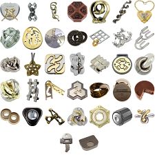 Levels 8-10: a set of 37 Hanayama Metal Puzzles