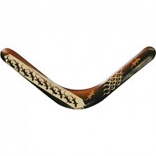 Pelican - decorated wood boomerang - Right Handed - 