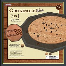 Crokinole 3 in 1 Deluxe Game Board Set - Black - 