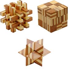 Group Special - a set of 3 Bamboo Wood puzzles
