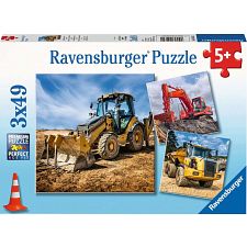 Digger At Work! - 3 x 49 piece puzzles
