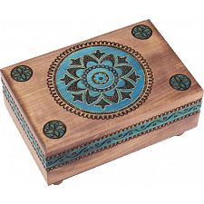 Brown Puzzle Box with Geometric Designs - 