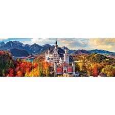 Neuschwanstein Castle in Autumn - Germany: Panoramic Puzzle - 