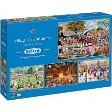 Village Celebrations - 4 x 500 Piece Jigsaw Puzzles (Gibsons Games 5012269050516) photo