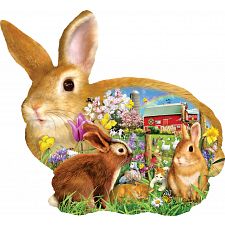 Springtime Bunnies - Shaped Jigsaw Puzzle - 
