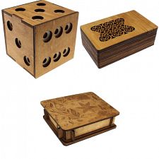 Group Special - a set of 3 Wooden Puzzle Boxes - 