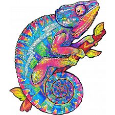 Mysterious Chameleon - Animal Shaped Wooden Jigsaw Puzzle - 