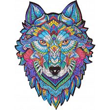 Mysterious Wolf - Animal Shaped Wooden Jigsaw Puzzle - 