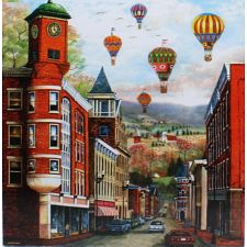 The Clock Tower with Balloons: Mary Vessey - Large Piece