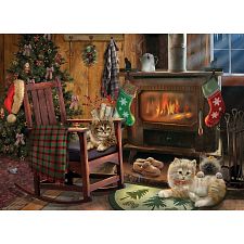 Kittens by the Stove - Large Piece