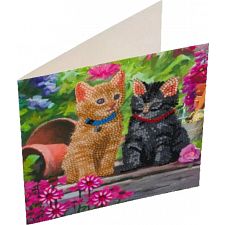 D.I.Y Crystal Art Card Kit - Cat Friends (Craft Buddy 5055865485412) photo