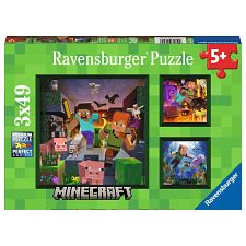 Minecraft Biomes - 3 x 49 Piece Puzzles (Ravensburger 4005556056217) photo