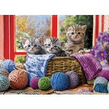Knittin' Kittens - Large Piece Jigsaw Puzzle