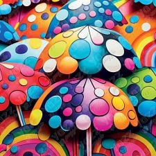 Colorful Umbrella - Square Jigsaw