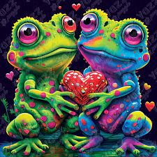 Frogs In Love - Square Jigsaw