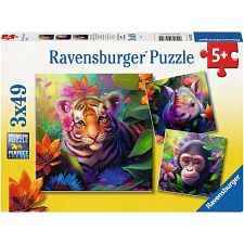 Jungle Babies - 3 x 49 Piece Puzzles (Ravensburger 4005556057351) photo