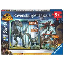 Jurassic World: Restriced Access - 3 x 49 Piece Puzzles (Ravensburger 4005556056569) photo