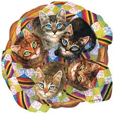 Kitten Basket - Shaped Jigsaw Puzzle