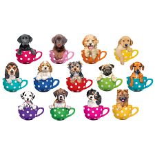 Pups in Cups - 13 Mini Shaped Puzzles