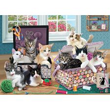 Crafty Kittens - Large Piece (Cobble Hill 625012451376) photo