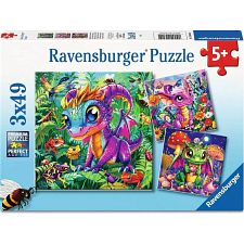 Baby Garden Dragons - 3 x 49 Piece Puzzles