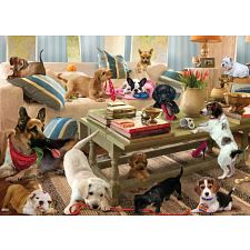 Living Room Pups - Large Piece Jigsaw Puzzle