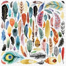 Feathers: 500 Piece Foil - Large Piece Jigsaw Puzzle (Galison 9780735357822) photo