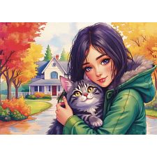 Feline Autumn Bond - 1000 Piece Jigsaw Puzzle (658606876521) photo