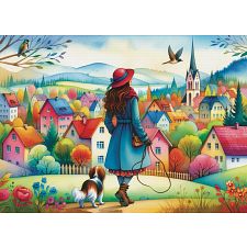 Dog Walking Bliss - 1000 Piece Jigsaw Puzzle