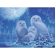 Owls in Moonlight: Glow in the Dark - 500 Piece Jigsaw Puzzle
