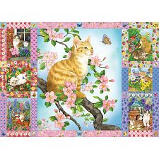 Blossoms and Kittens Quilt - 1000 Piece Jigsaw Puzzle (Cobble Hill 625012802727) photo