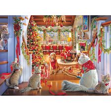 Christmas Dinner (Festive Pets) - 1000 Piece Jigsaw Puzzle (Eurographics 628136662109) photo