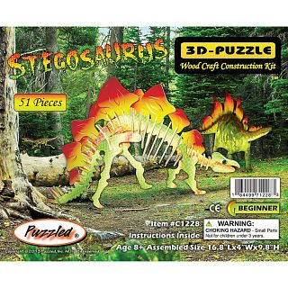 Stegosaurus - Illuminated 3D Wooden Puzzle