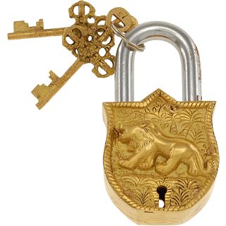 Brass Puzzle Trick Padlock - Lion