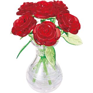 3D Crystal Puzzle - Roses in Vase (Red)