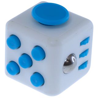 YJ Fidget Cube - White Body with Blue Knobs