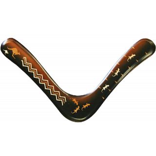 Hummingbird - decorated wood boomerang - Right Handed