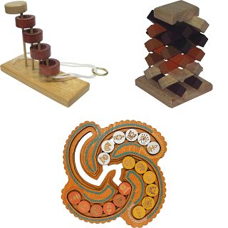 .Level 10 - a set of 3 Wood Puzzles
